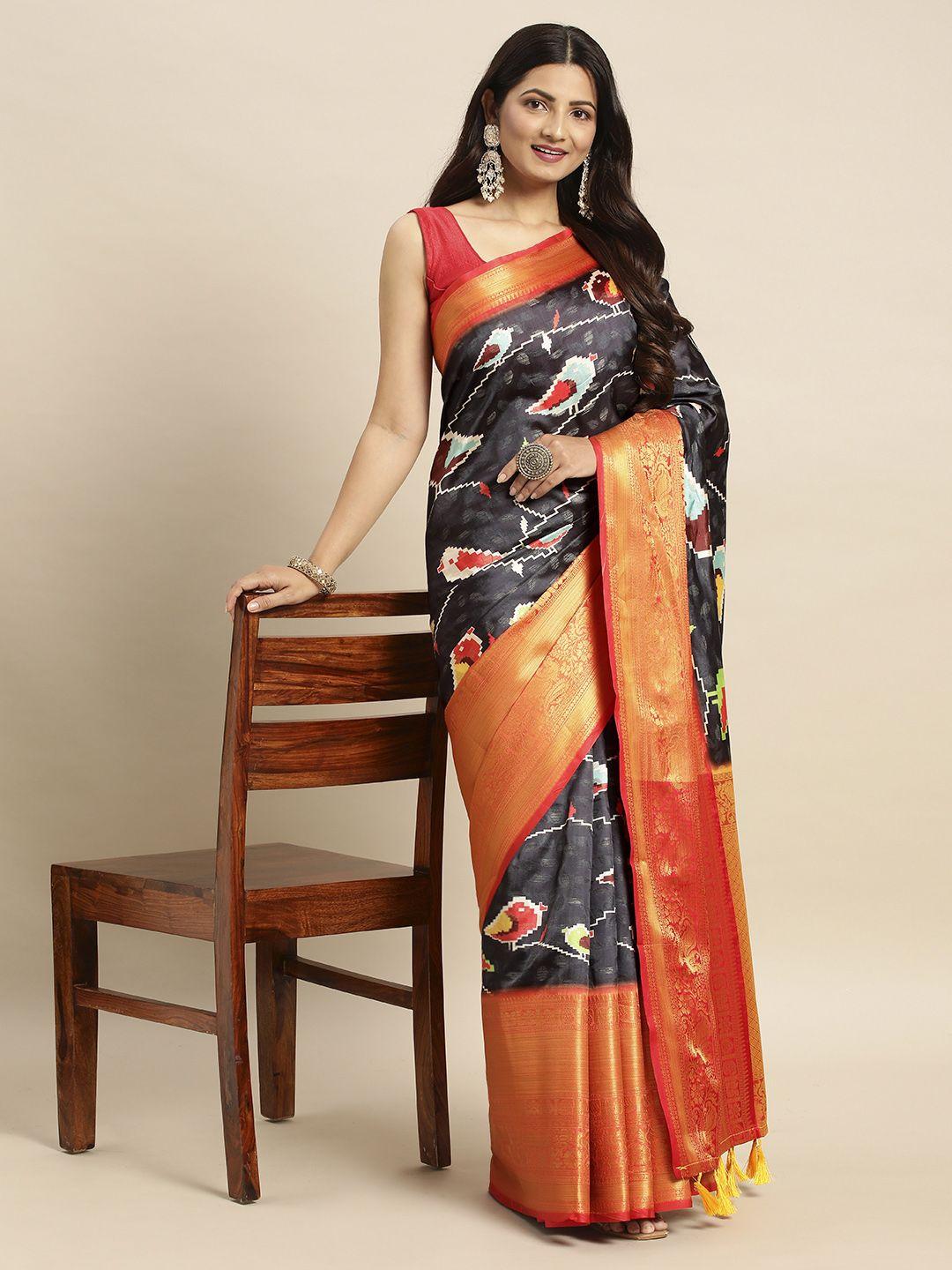 vastranand kalamkari zari silk blend banarasi saree