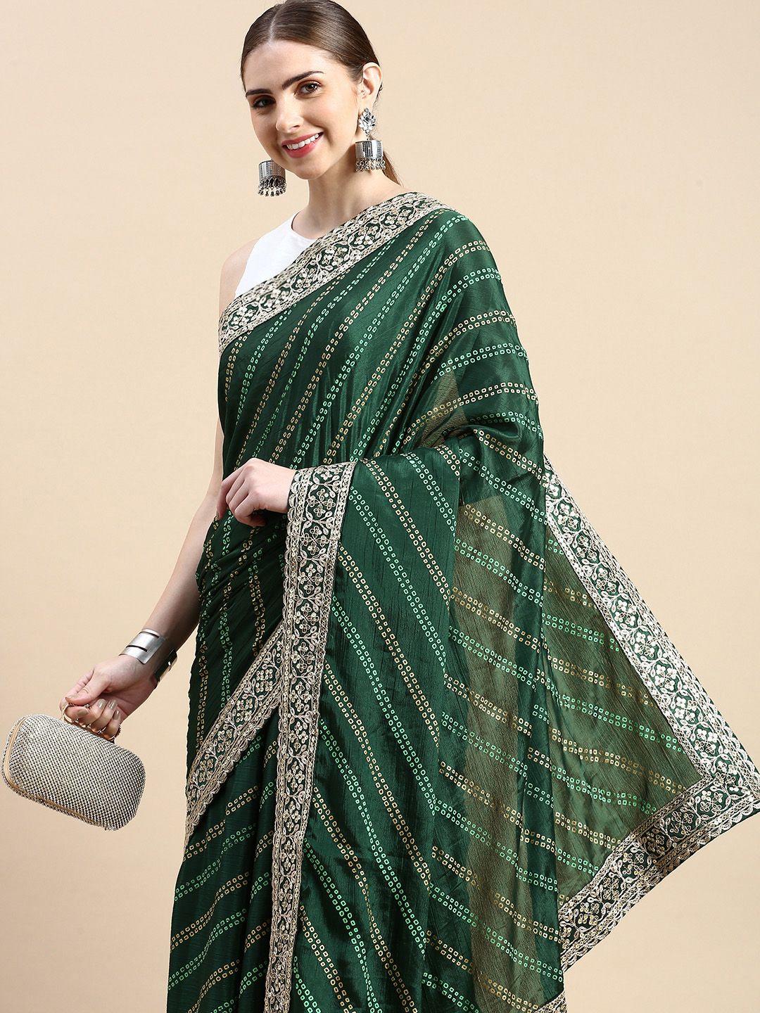 vastranand leheriya sequinned poly chiffon bandhani saree