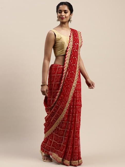 vastranand maroon printed saree with unstitched blouse