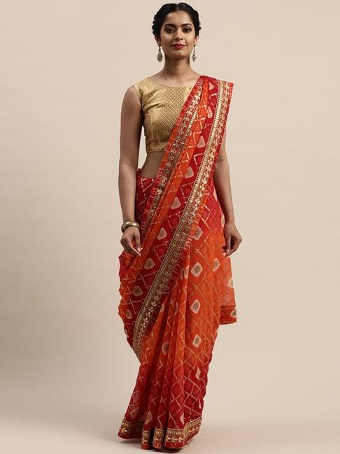 vastranand maroon printed saree with unstitched blouse