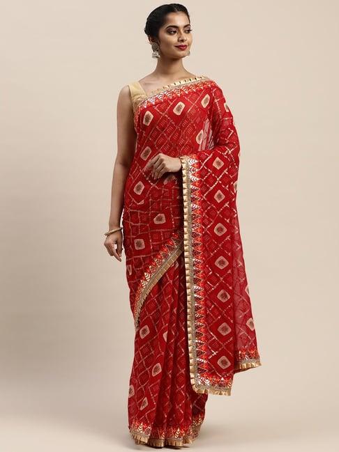 vastranand maroon printed saree with unstitched blouse