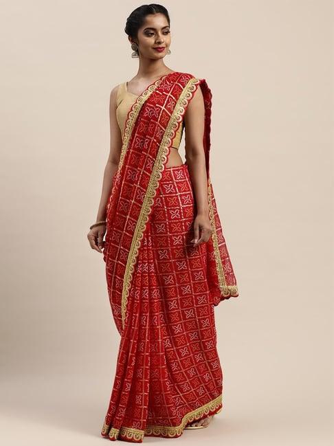 vastranand maroon printed saree with unstitched blouse