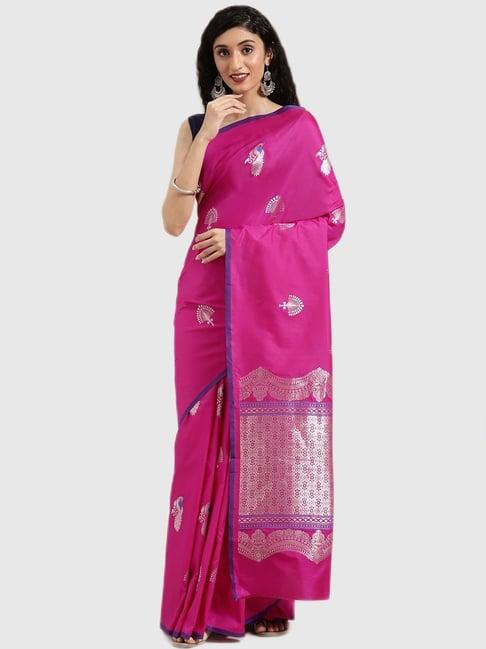 vastranand pink textured saree with blouse