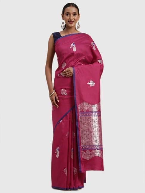 vastranand pink textured saree with blouse