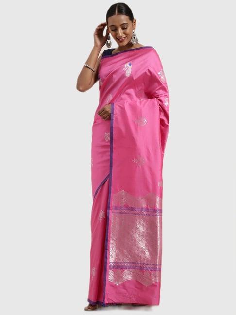 vastranand pink textured saree with blouse