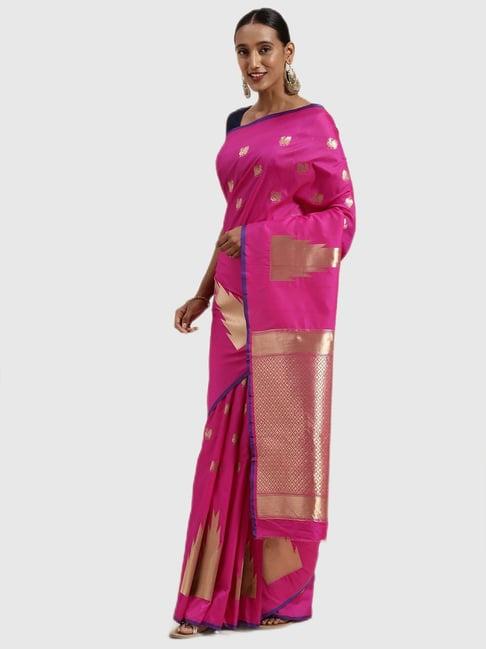 vastranand pink textured saree with blouse