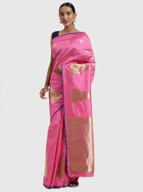 vastranand pink textured saree with blouse