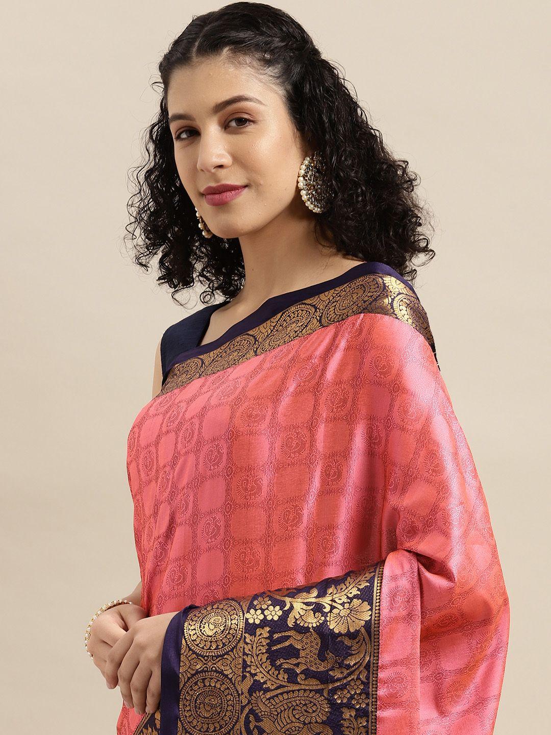 vastranand pink woven design banarasi saree