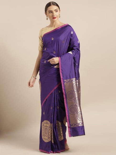 vastranand purple woven saree with unstitched blouse