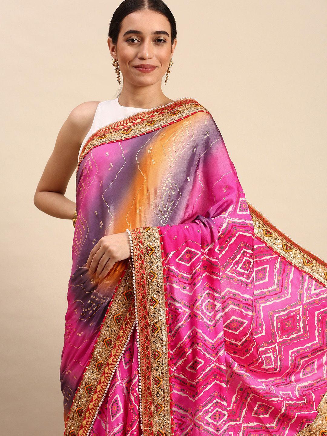 vastranand satin bandhani print saree