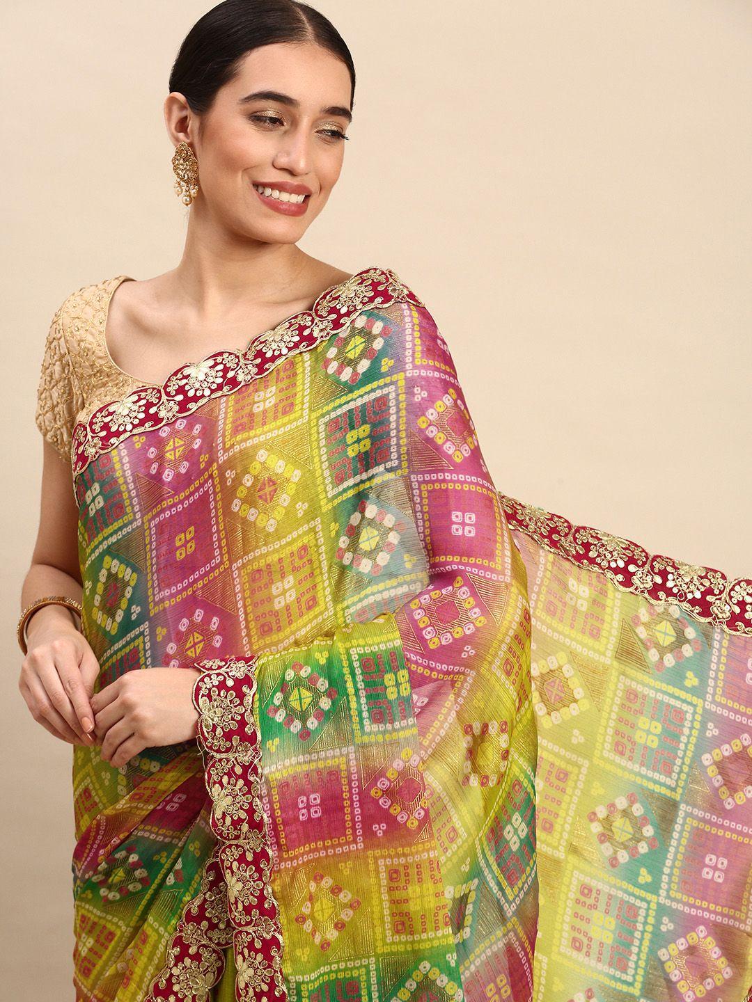 vastranand satin bandhani print saree