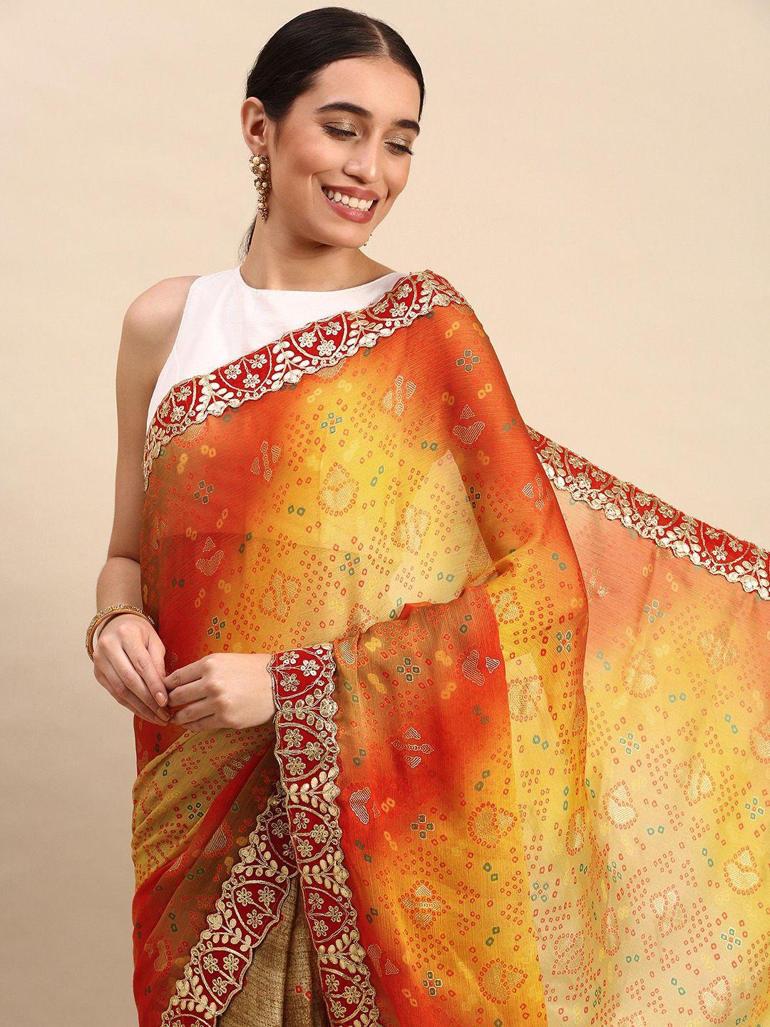 vastranand satin bandhani print saree