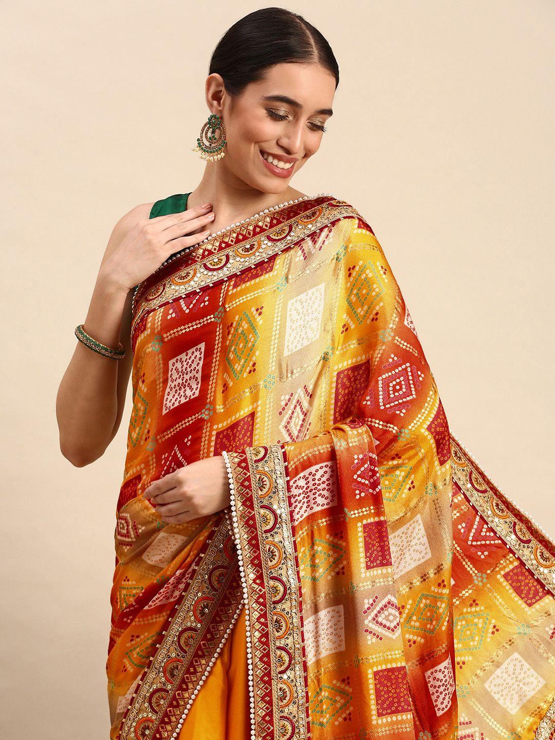 vastranand satin bandhani print saree