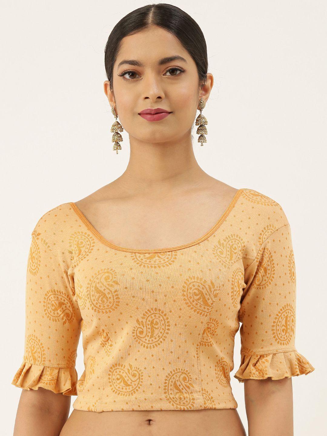 vastranand women yellow printed stretchable blouse