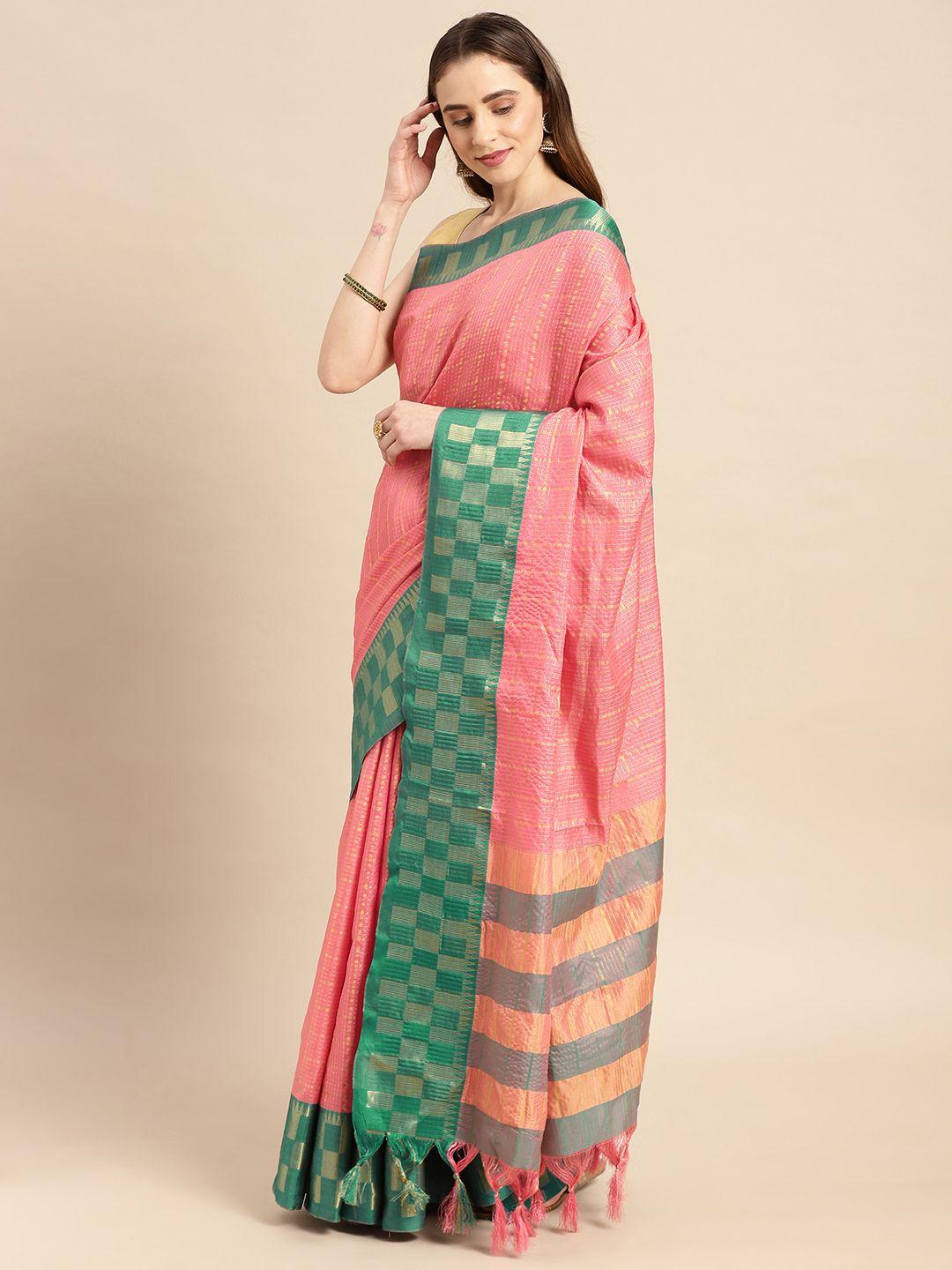 vastranand woven design checked saree