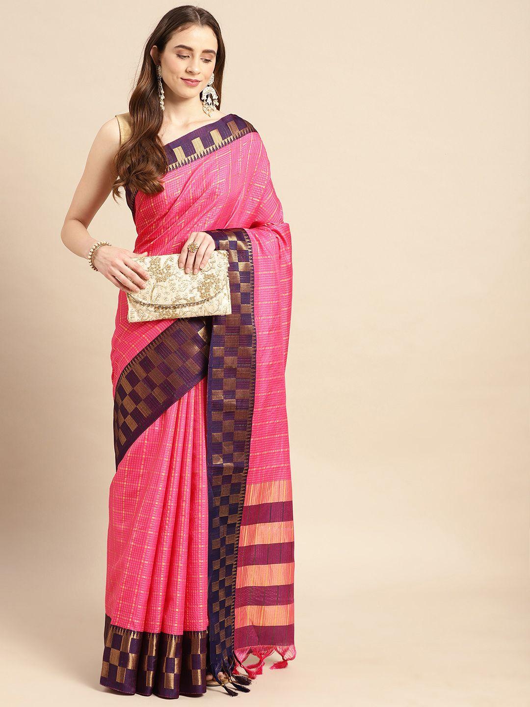 vastranand woven design checked saree