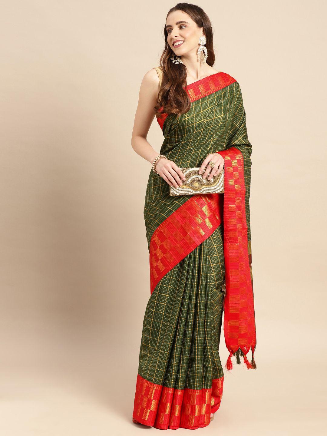 vastranand woven design checked saree