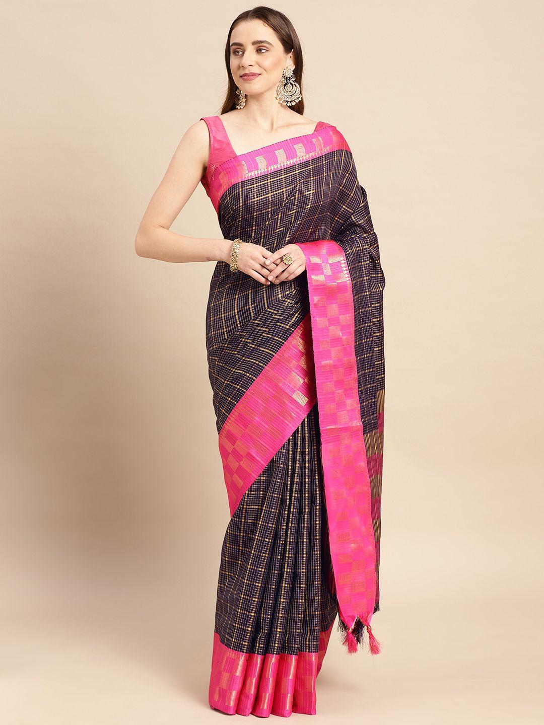 vastranand woven design checked saree