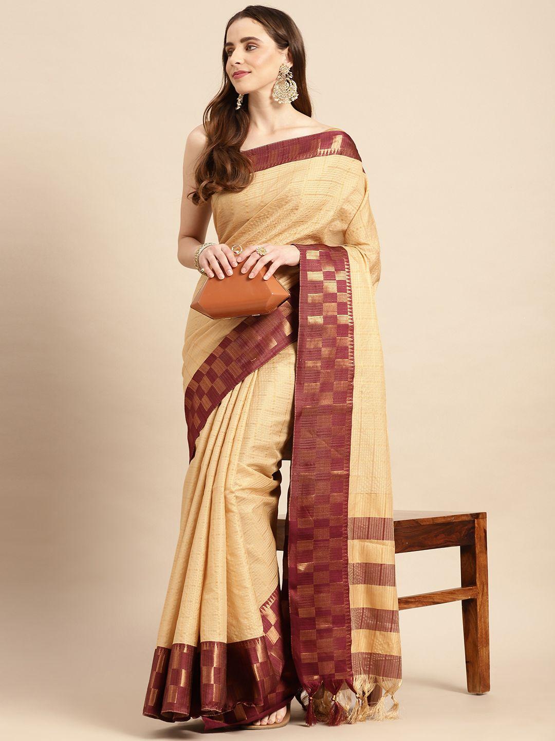 vastranand woven design checked saree