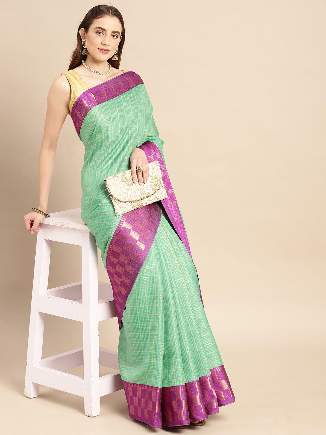 vastranand woven design checked saree