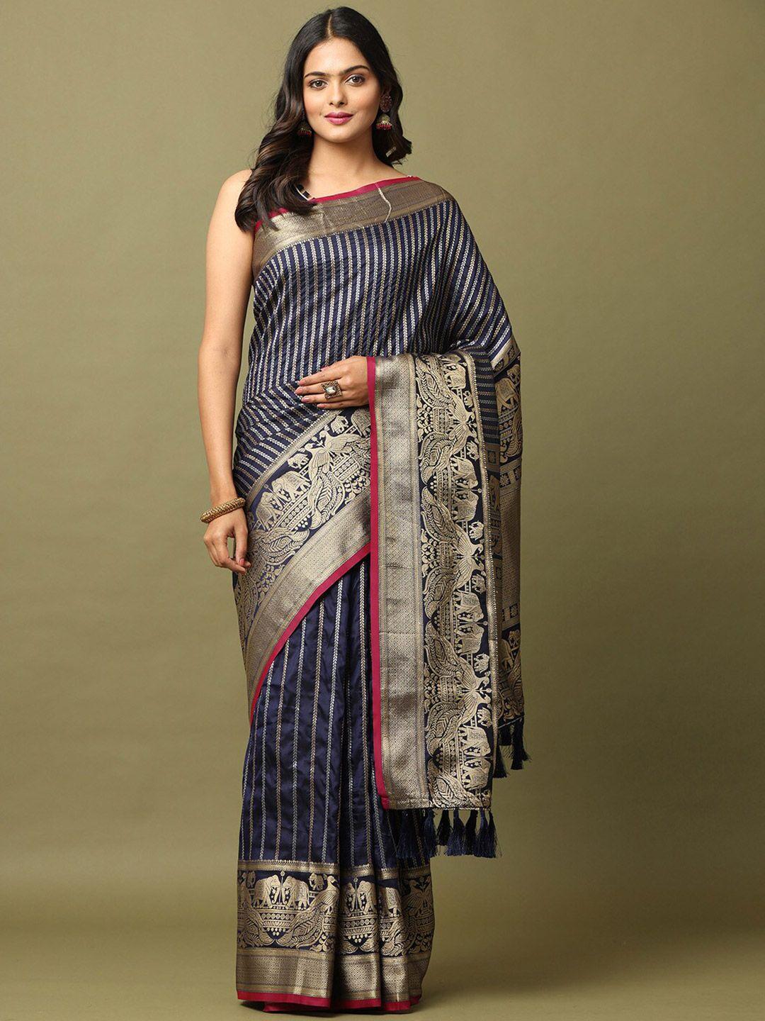 vastranand woven design zari silk blend banarasi saree