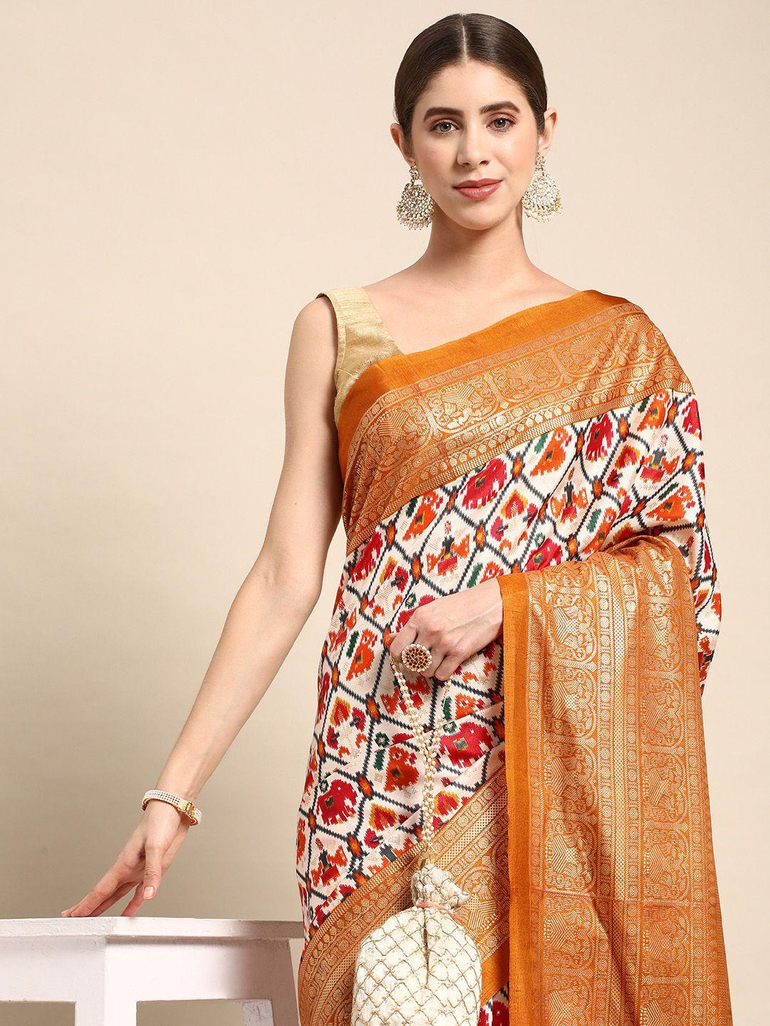 vastranand zari art silk ikat saree