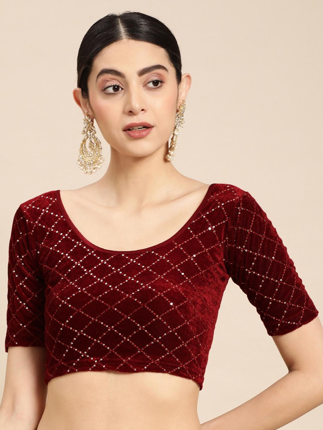 vastranand zari stretchable sequinned saree blouse