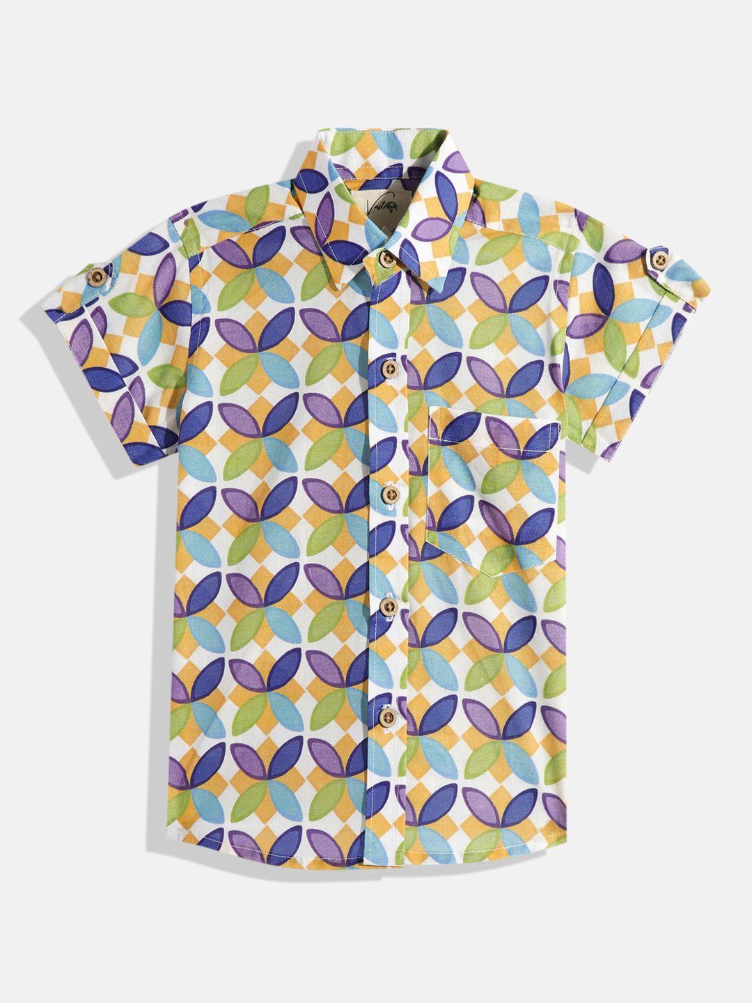 vastrarth boys smart slim fit opaque printed organic cotton casual shirt