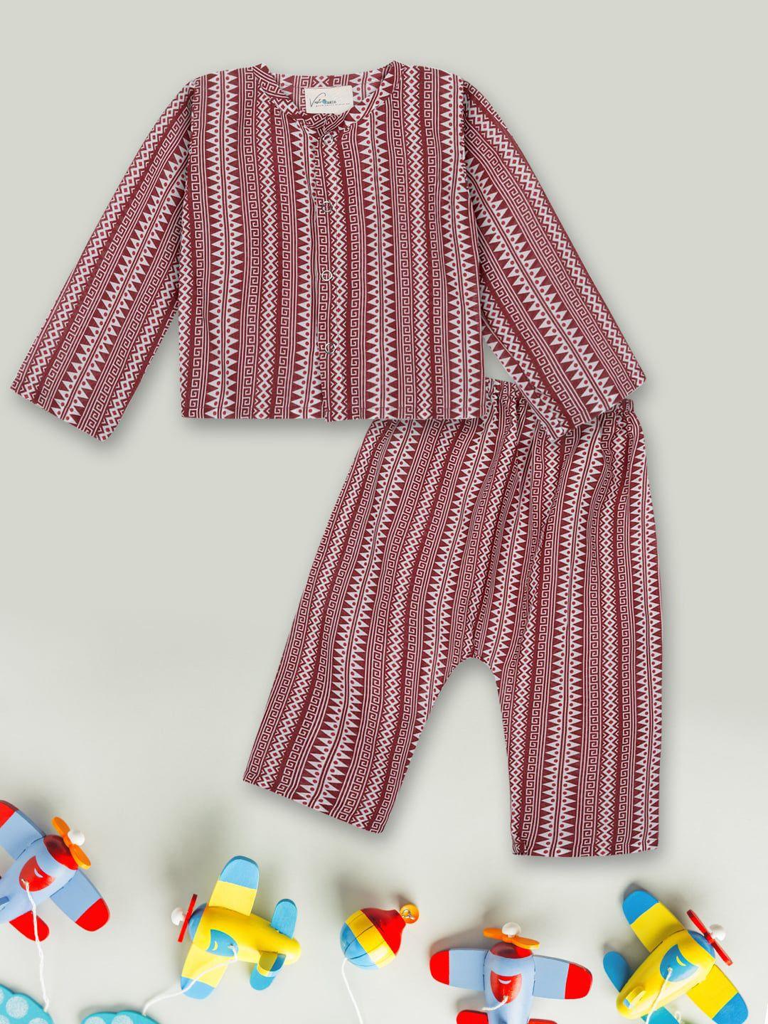 vastrarth infants geometric printed organic cotton shirt & trousers