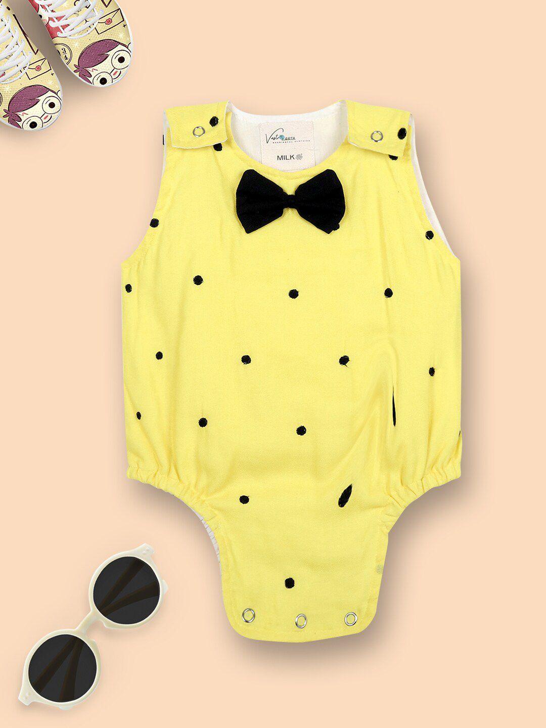 vastrarth kids yellow printed pure cotton rompers