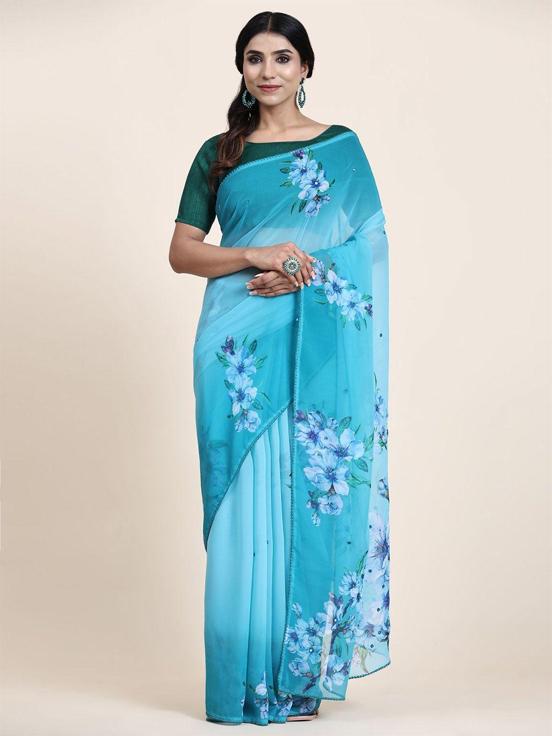 vastrasky global blue patchwork pure georgette saree