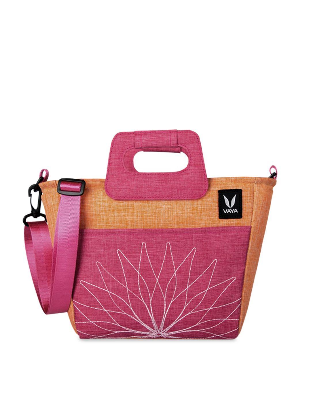 vaya orange & pink insulated waterproof lunch bag