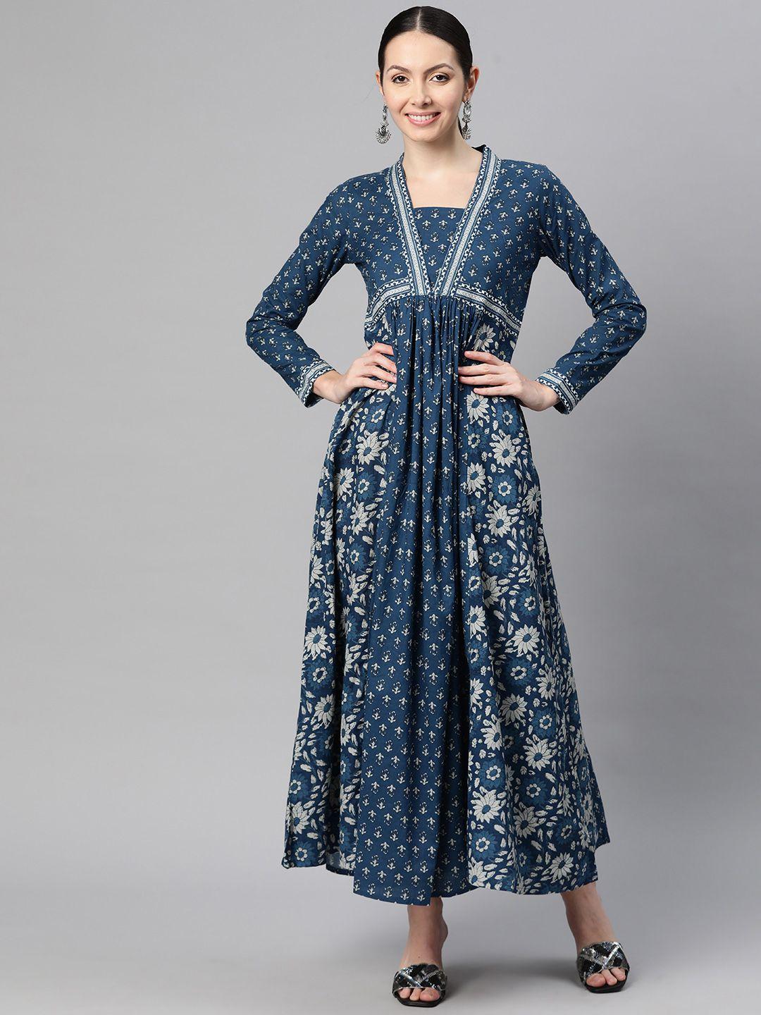 vbuyz ethnic motifs print cotton maxi dress