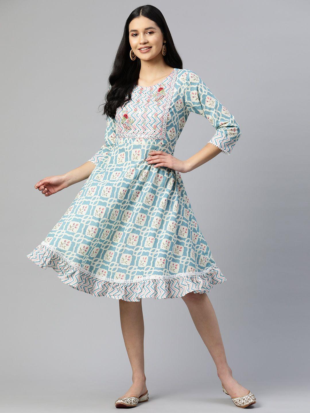 vbuyz floral embroidered a-line dress