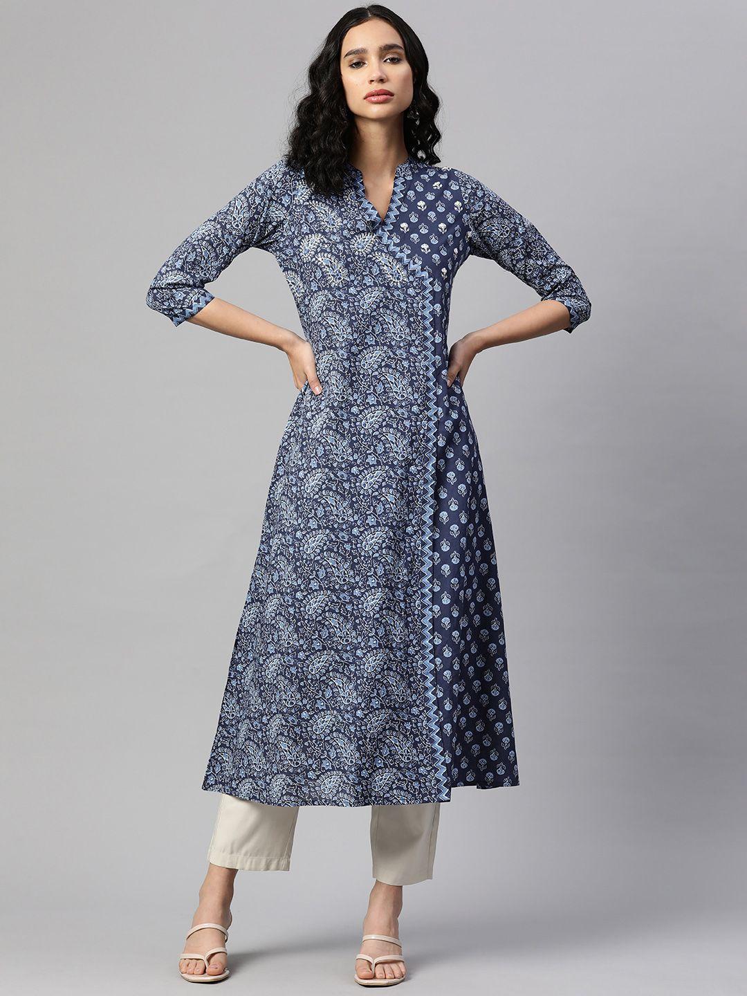 vbuyz floral printed cotton a-line kurta