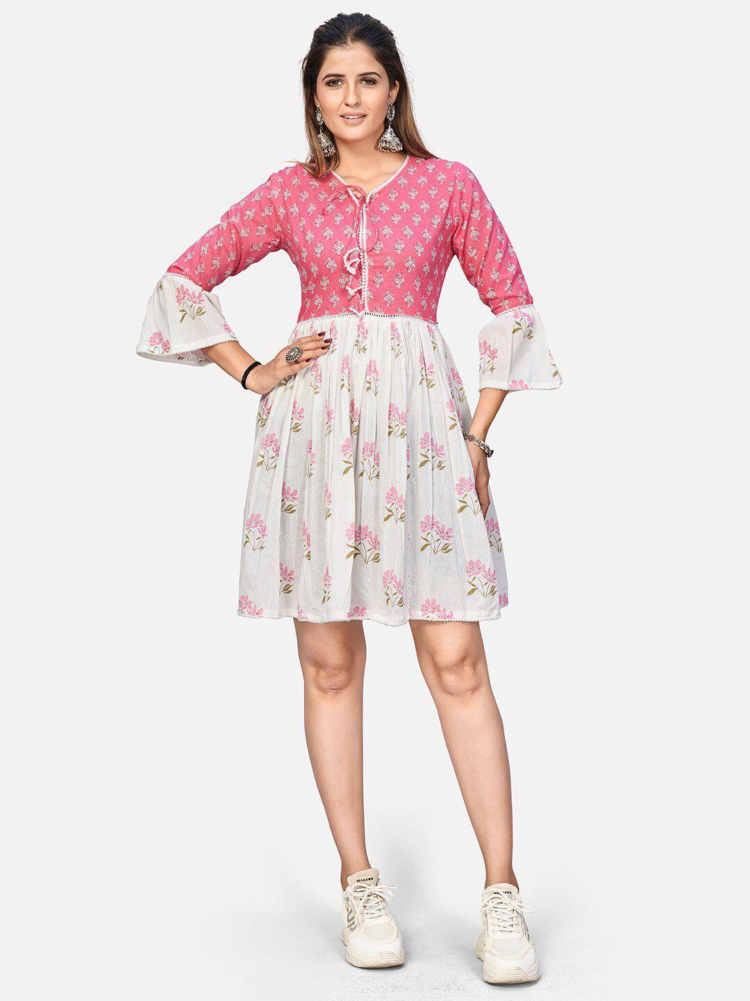 vbuyz pink floral ethnic dress