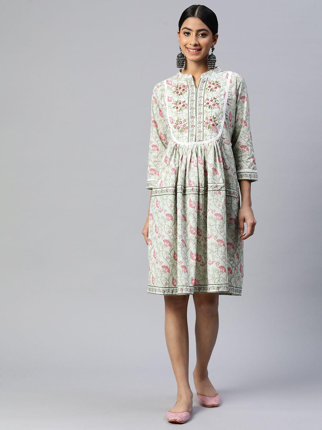 vbuyz sea floral embroidered ethnic a-line dress