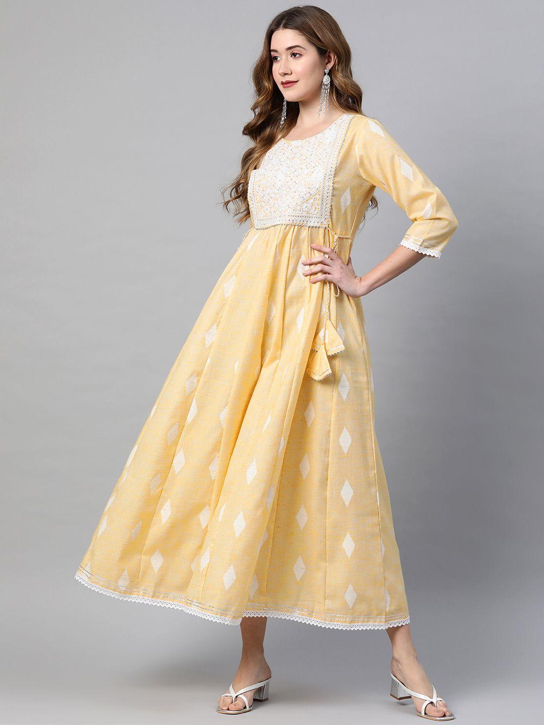 vbuyz yellow ethnic maxi dress