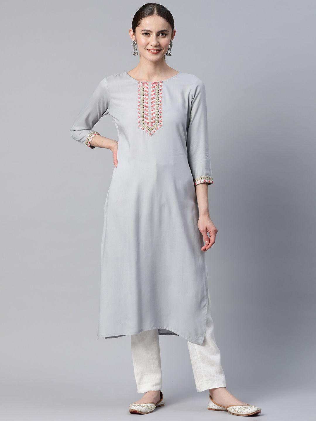 vbuyz yoke design mirror work pastel kurta