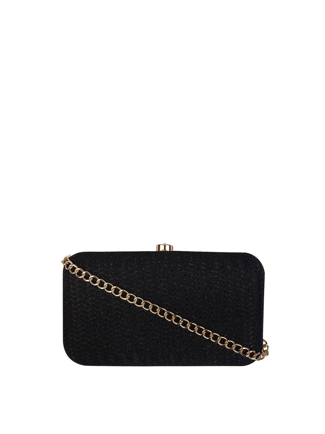 vdesi black & gold-toned  textured box clutch
