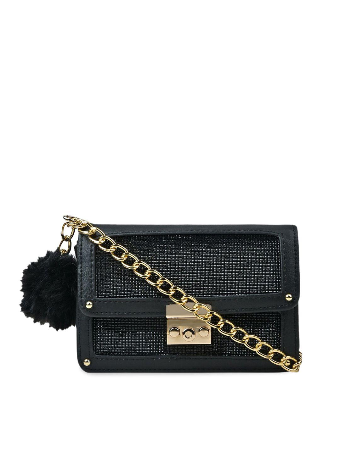 vdesi black embellished structured crossbody sling bag