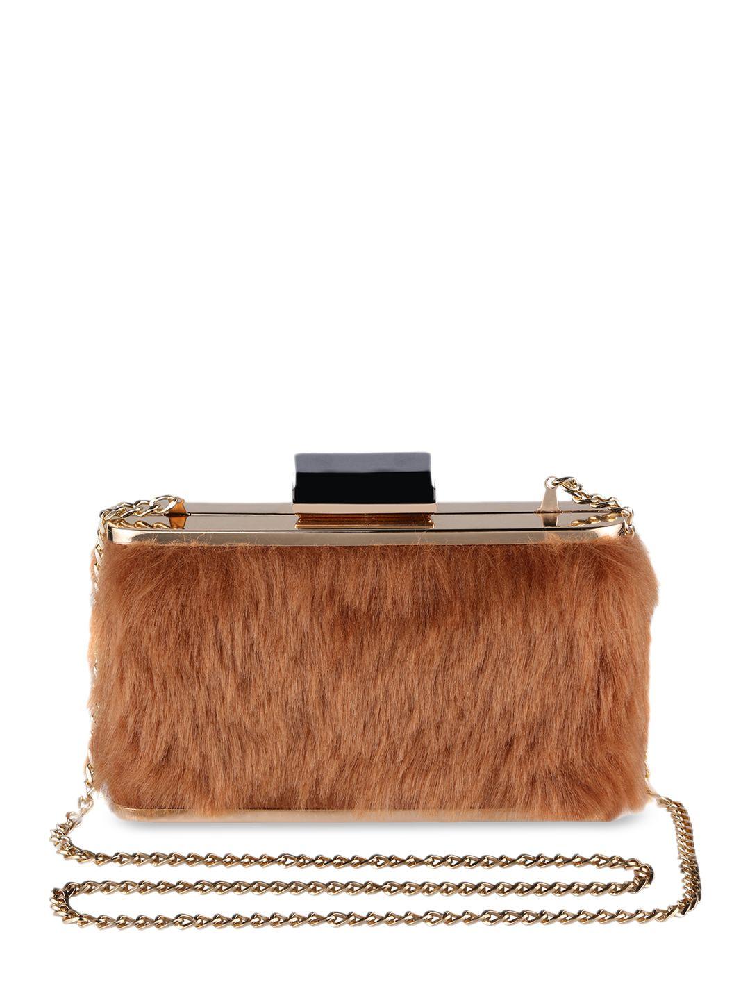 vdesi brown textured clutch