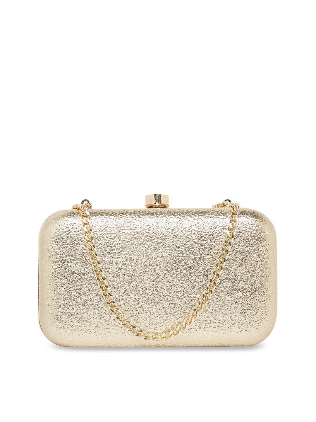 vdesi gold-toned textured embellished box clutch