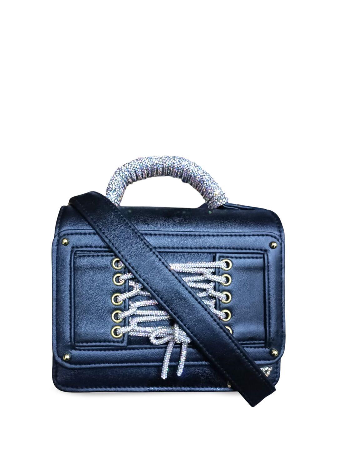 vdesi rhinestone embellished structured handheld bag