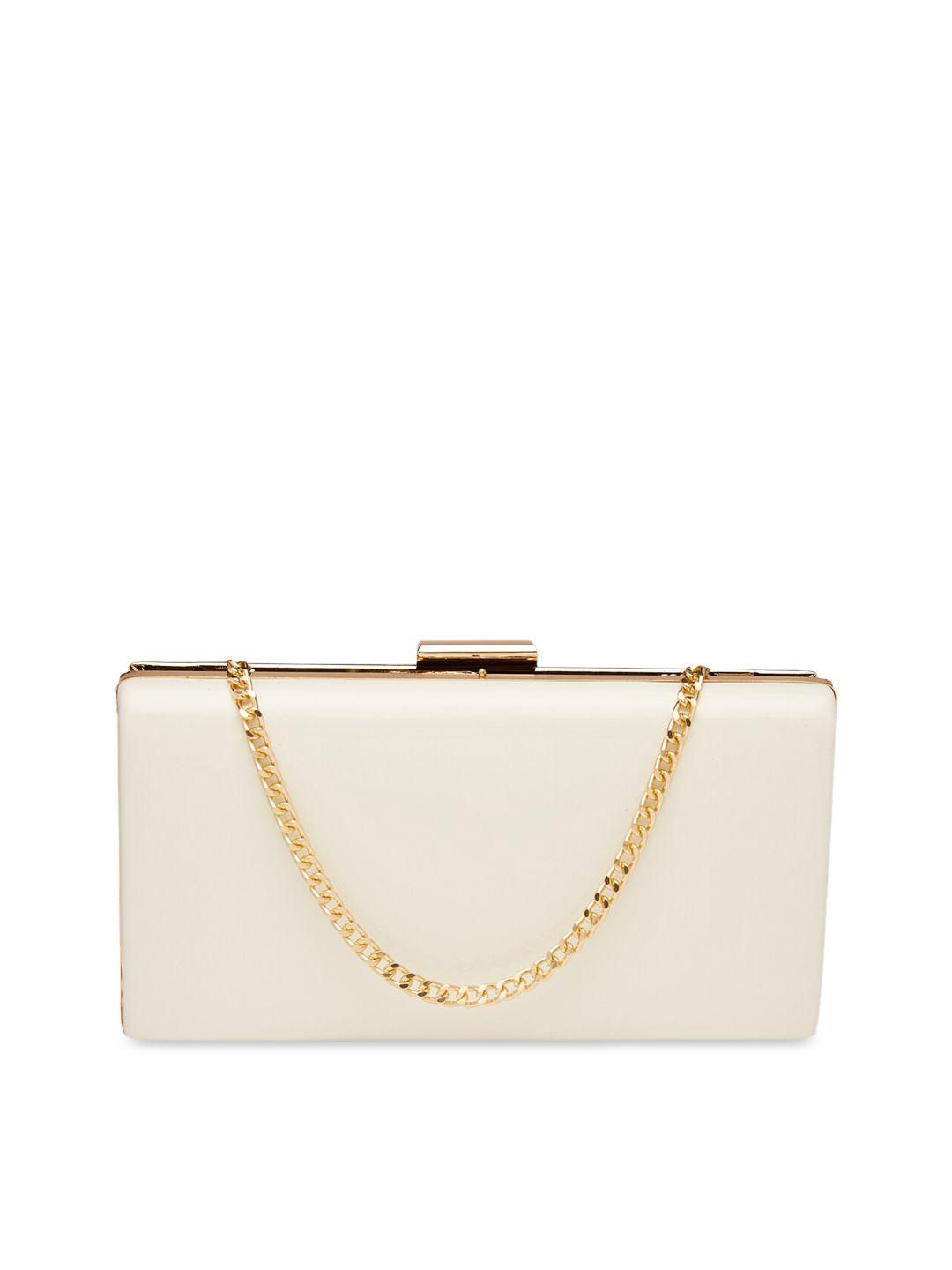 vdesi white solid box clutch