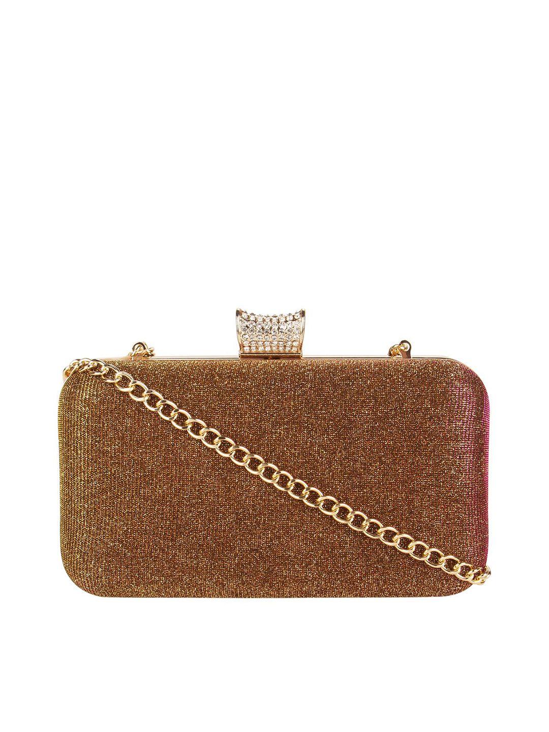 vdesi women gold-toned shimmer box clutch
