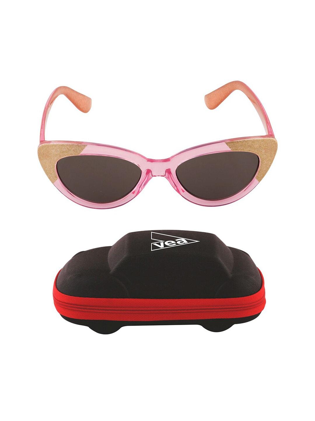 vea girls black lens & brown cateye sunglasses with uv protected lens