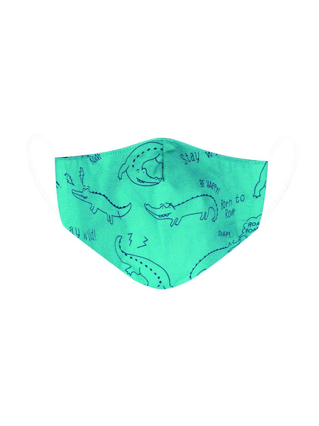 vea kids turquoise blue printed cotton 5 layered filtration face masks