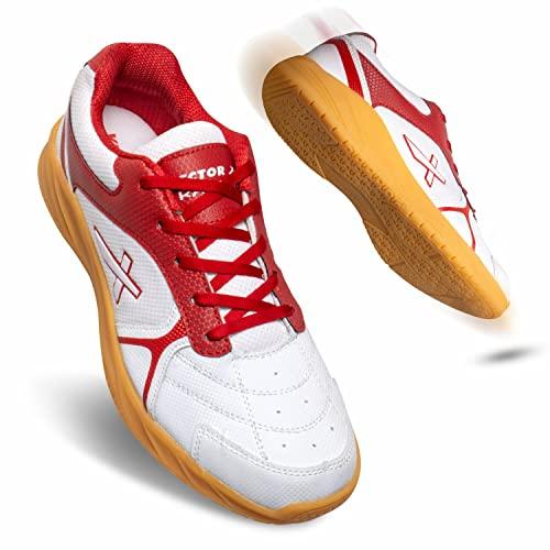 vector x ranger badminton/tennis court shoe for men white-red