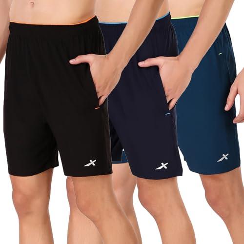 vector x solid men sports shorts 100% polyester (pack of 3)